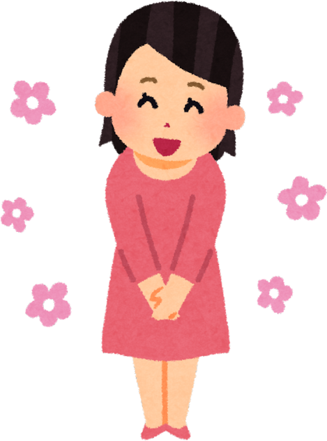 Illustration of Smiling Woman Saying Thank You with a Bow