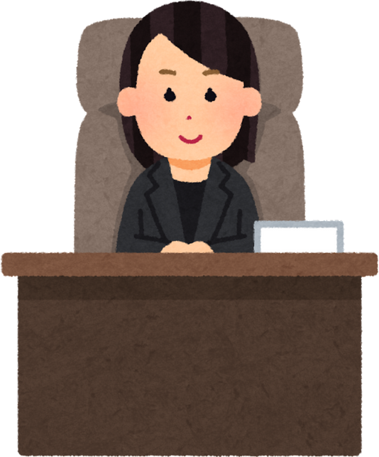 Illustration of a Young Female President at Office Desk