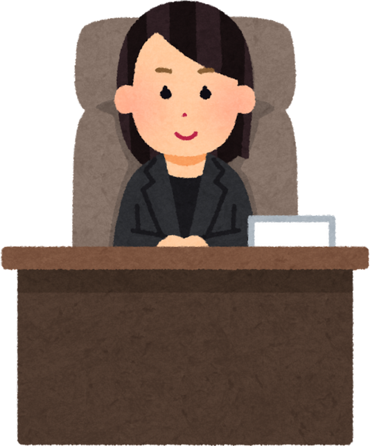 Illustration of a Young Female President at Office Desk