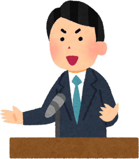 Illustration of a Confident Man Giving a Speech